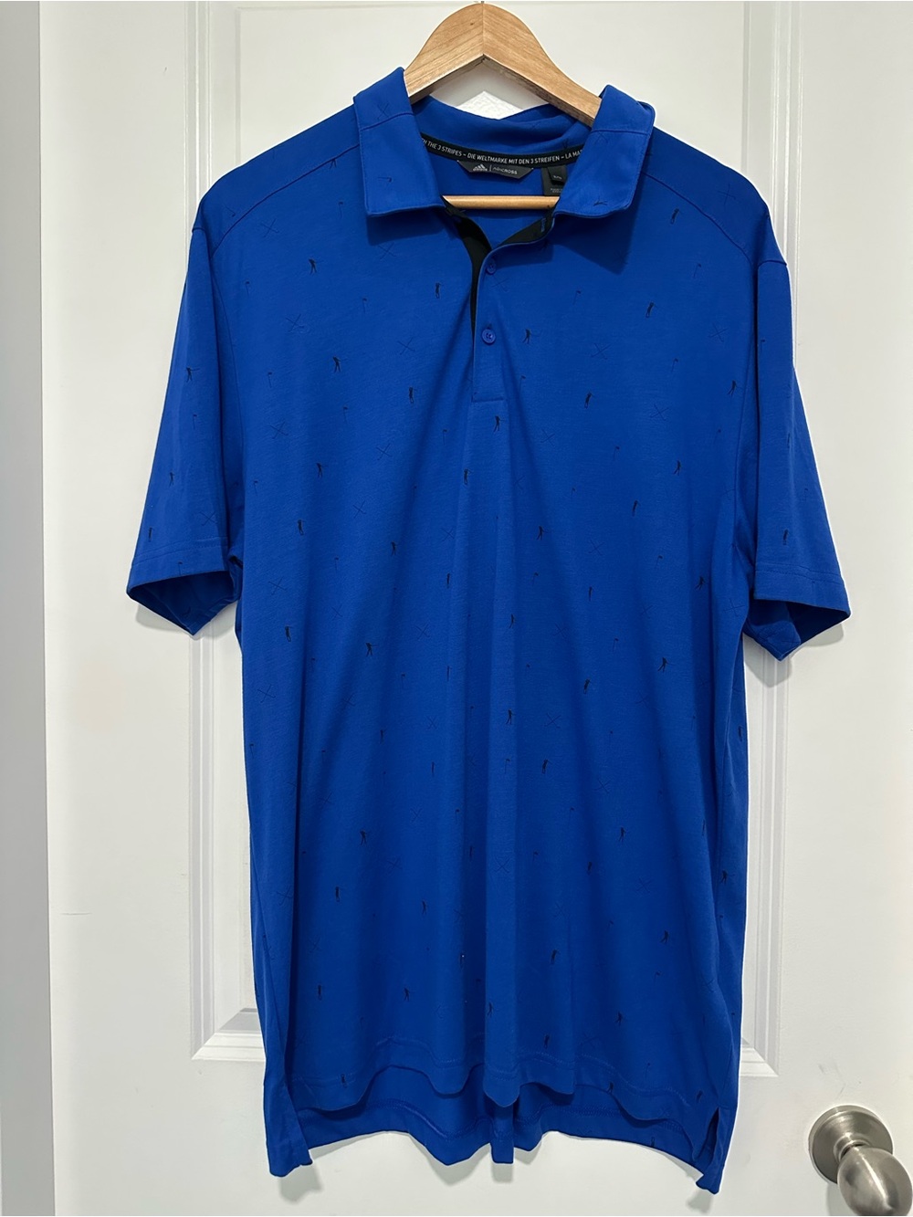 adidas Adicross Golf Print Royal Blue Polo Shirt with Golf Print Men’s XL